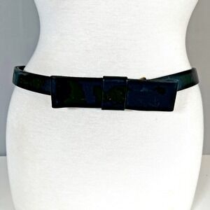 Gap Black Leather Bow‎ Belt Classic Preppy Coquette Size L Women's